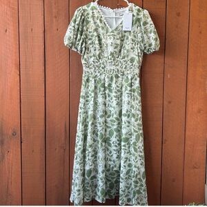 NWT GRACE KARIN Floral Midi Maxi Dress in Green and White